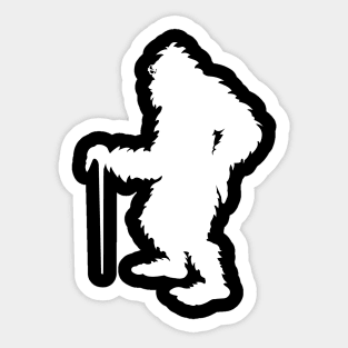 Bigfoot Walking With His Crutch Sticker